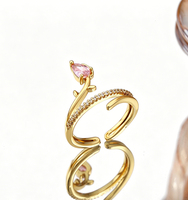 Bague ouverte de luxe en forme de tulipe, ultra-brillante, en zircon, motif floral, unisexe, la plus vendue, en cuivre plaqué or