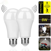 Bombilla led inteligente para interiores y exteriores, sensor de movimiento por Radar, 8w