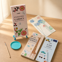 Livre de peinture à l'aquarelle DIY pour enfants avec palette de couleurs unies intégrée, 22 pages de dessins lignés, ensemble prêt à offrir, impression personnalisée