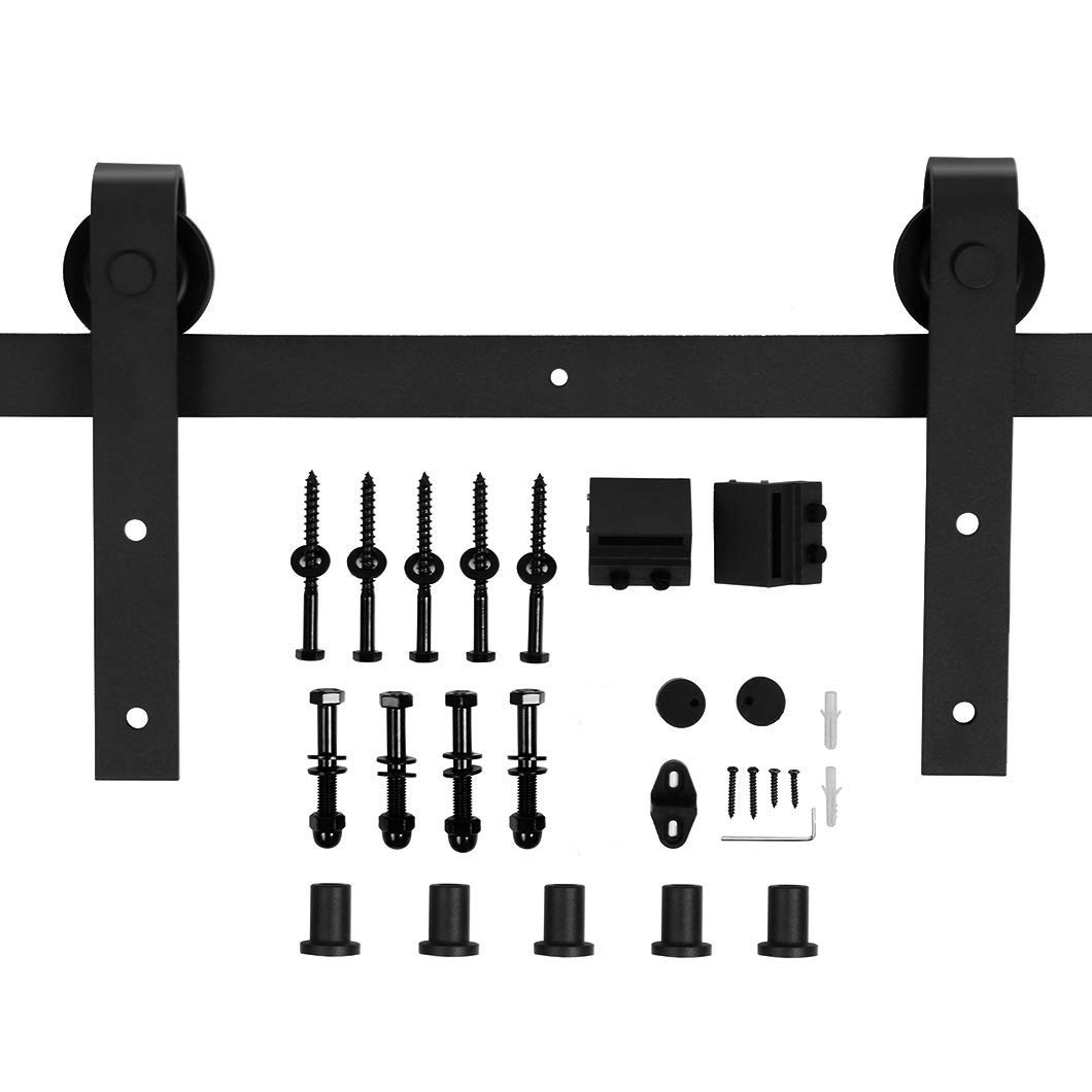 Set completo di portello in stile americano personalizzato di portiera in legno, rotaie di sospensione della porta scorrevole, diapositive per porte transfrontaliere,