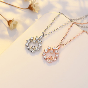 Collar de Moda con Diseño de Hojas y Piedras de Imitación, Cadena para Clavícula, Joyería para Damas, Regalo, Sin Reseñas Todavía - Product Image 1