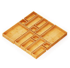 Juego de 14 Cajas Organizadoras de Bambú para Cajones, Bandeja de Madera, Organizadores de Cajones Multiusos, Contenedores Divisores para Cocina - Product Image 1
