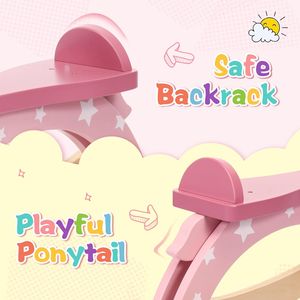Jouet <span class=keywords><strong>cheval</strong></span> <span class=keywords><strong>à</strong></span> <span class=keywords><strong>bascule</strong></span> en bois rose pour enfants, cadeau d'anniversaire de noël, 2022 - Product Image 3