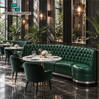 Ensemble de sièges de restaurant en cuir vert, table à manger semi-circulaire en marbre, personnalisable, fabricant OEM ODM, fournisseur Chine