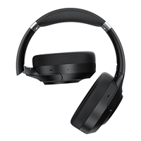 Headphone Nirkabel Lipat Over-Ear dengan 5 Mikrofon, Hybrid Deep Active Noise Cancellation (ANC) ENC, Headset BT untuk Panggilan Jernih