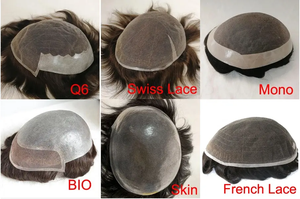 Tupé de encaje francés para <span class=keywords><strong>hombre</strong></span>, sistema de reemplazo de cabello, piel fina completa, tupé <span class=keywords><strong>blanco</strong></span> para <span class=keywords><strong>hombre</strong></span> con grado de cabello virgen indio - Product Image 6