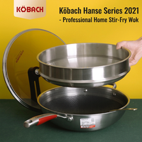 Wok antiadhésif en acier inoxydable 304 de 12,6 pouces avec revêtement alvéolé pour tous types de cuisinières - Vente en gros