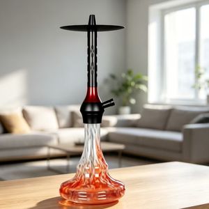 Chicha Moderne Mini en Verre avec Design Givré Rouge et Transparent, Type Droit, 1 Tuyau - Product Image 6