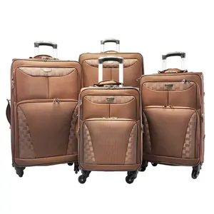 Factory direct wholesale fashion design polyester 19"23"27"31" 4 pcs luggage set with four spinner wheels