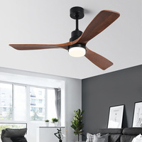 Ventilateur de plafond en bois massif de 52 pouces avec lumières LED et télécommande, moderne, 3 pales, moteur CC, 6 vitesses, faible bruit, pour salon