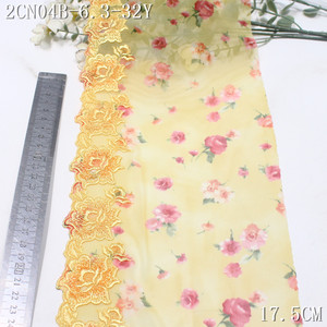 Bordure en dentelle brodée jaune <span class=keywords><strong>de</strong></span> 17 cm, motif rose bleue, en tulle imprimé extensible écologique <span class=keywords><strong>de</strong></span> haute qualité, pour <span class=keywords><strong>soutien</strong></span>-<span class=keywords><strong>gorge</strong></span> féminin - Product Image 5