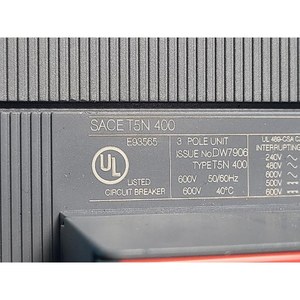 Disjoncteur à boîtier moulé ABB SACE T5N 400, d'occasion, comme il est, pièces d'équipement semi-conducteur de génération précédente - Product Image 5