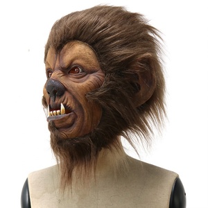 Máscara de látex de <span class=keywords><strong>mono</strong></span> orangután Pongo con colmillos y piel sintética, máscara de animal de cabeza completa para Halloween, broma, cosplay, fiesta - Product Image 6