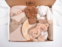 Ensemble bébé tricoté printemps-automne Kaiyue avec bandeau nouveau-né et marqueur de développement en bois, coffret cadeau de naissance pour filles et garçons