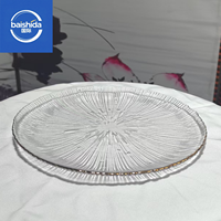 Assiette à dîner en verre vintage avec bordure dorée peinte à la main, style américain, vaisselle de luxe pour mariage, fête, hôtel, plat de service