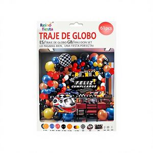 Juego de globos de fiesta de cumpleaños de látex con temática de carreras de 61 piezas incluye Kit de arco de globos para celebraciones - Product Image 1
