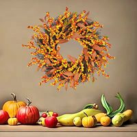 Guirlande de fruits et fleurs en soie pour la récolte d'automne, Thanksgiving et Halloween, 45-50 cm, pour usage intérieur, à suspendre à la porte de la maison