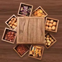 Plateau de service rotatif personnalisé en bois massif pour bonbons, fruits secs, noix – Boîte de rangement et plats pour fêtes