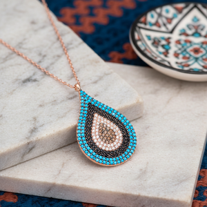Pendentif en forme de goutte d'eau avec pierre en zircon, bijoux en argent sterling 925 faits à la main en Turquie, vente en gros - Product Image 3