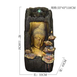 Phòng Khách Thác Nước Phong Thủy Nhựa Trong Nhà Ngoài Trời Phật Đầu Đài Phun Nước - Product Image 6