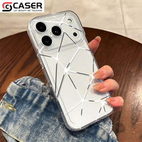 Coque de téléphone transparente antichoc à texture écran brisé, motif géométrique craquelé, protection pour iPhone 18/17/16 Pro Max