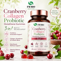 Gummies en gros aux saveurs de fruits, complexe de canneberges avec collagène, glutathion et probiotiques, personnalisation OEM, nutrition quotidienne pour femmes
