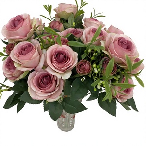 Ramo de Rosas Artificiales Realistas de Seda Hechas a Mano, Estilo Retro, 10 Cabezas, Tipo Sophie, para Decoración de Bodas, Hogar y Pared, con Tacto Real - Product Image 1