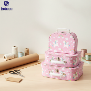 Wholesale Baby <b>Clothes</b> Box Cardboard Suitcase Paperboard Baby Gift <b>Boxes</b> with Handle - Product Image 1