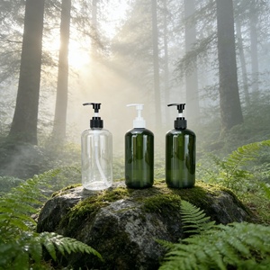 Botella de Plástico PET Ámbar para Limpiador Facial y Loción con Bomba Dosificadora, Precio de Fábrica, 250ml 300ml 500ml, Botella Redonda de Plástico con Bomba Dosificadora para Gel de Ducha y Loción - Product Image 2