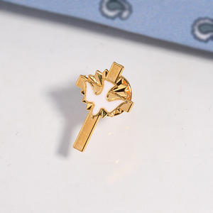Broche de Cruz con Paloma Blanca, Chapado en Oro, Aleación de Zinc, Regalo de Boda o Compromiso - Product Image 6