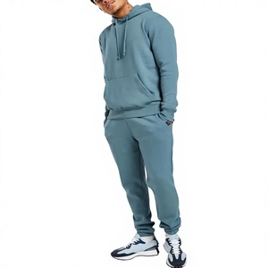 Conjunto Deportivo Ligero con Capucha para Hombre, Color Sólido, Cintura Elástica, Ropa Casual Transpirable de Algodón, Estilo Invernal - Product Image 1
