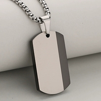 Pendentif personnalisable en acier inoxydable sablé bicolore, style streetwear de luxe, polyvalent, gravable, pour homme – Nouvelle collection en promotion