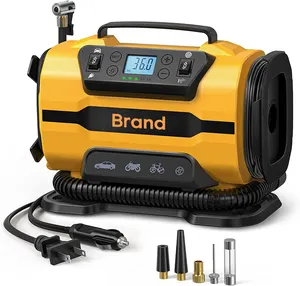 Tire Inflator Portable Air Compressor-12V DC/110V AC Car Tire Pump For Air Mattress Beds Boats With Inflation And Deflation