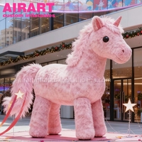 Cheval gonflable en peluche, couleur rose, cheval gonflable moelleux, cheval gonflable géant, décoration de cheval debout pour centre commercial