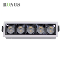 Projet d'hôtel 3W * 5 Lumière linéaire 15W Down Ceiling Anti Glare Encastré COB LED Downlight
