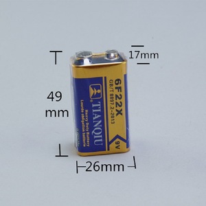 Batterie Tianqiu 9V 6F22X 49x26x17mm haute performance pour multimètre et testeur - Product Image 1