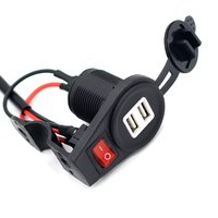 Allume-cigare 12-24V pour moto, chargeur double USB, guidon avec interrupteur LED pour téléphone portable, tablette, accessoires de moto