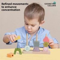 Juguetes para Niños, Formas Geométricas, Bloques de Rompecabezas para la Percepción del Color, Juego de Combinación de Columnas de Madera