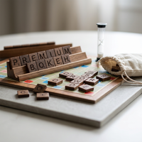 Jeu de société de mots croisés personnalisé pliable avec tuiles de lettres en carton gris, supports et minuteur de sable – Jouet familial pour fêtes