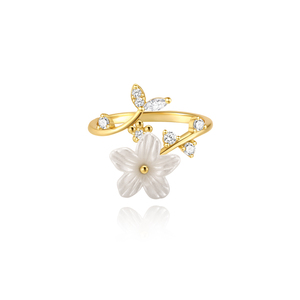 S925 Sterling Silber Luxuriöser Blumen-CZ Achtzackiger Stern Mond CZ Verstellbarer Offener <span class=keywords><strong>Ring</strong></span> für Damen Schmuck - Product Image 1