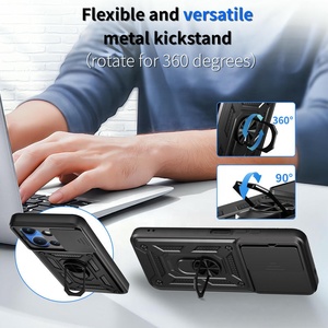 Trượt cửa sổ di động điện thoại di động Trường hợp đối với Redmi 15C 4G 5g Vòng chủ Chân đế máy ảnh ống kính bảo vệ điện thoại trở lại bao gồm màu đen - Product Image 3