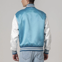 Performance hommes bleu ciel Satin Varsity vestes avec manches blanches confort Sport loisirs porter Polyester mode veste pour le printemps