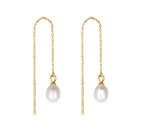 Boucles d'oreilles pendantes fines et personnalisées, plaquées or 18 carats, argent 925, pendentif serpent fin, perle d'eau douce naturelle, boucles d'oreilles minimalistes