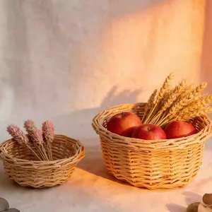 Wicker Storage <b>Baskets</b> Round For Kitchen Food Container Fruit Vegetable <b>Basket</b> - Product Image 2