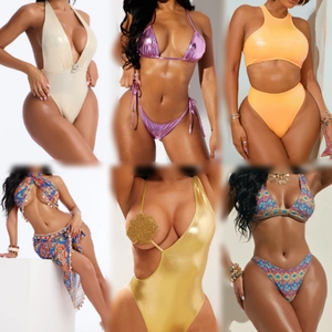 Lot mixte de maillots de bain deux pièces usagés pour femmes, styles triangle, halter et col montant, stock en gros - Product Image 4