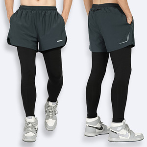 Men's Summer Two Piece Fitness Pants with Inner Liner Quick Dry Breathable Running Basketball Training Pants - Product Image 3