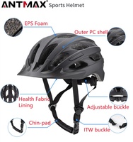 Casco de Ciclismo ANTMAX Multicolor para Adultos, Transpirable, para Ciclismo de Montaña y Carretera, con 19 Ventilaciones