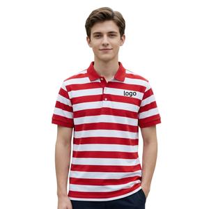 Camiseta Polo a Rayas Casual para Hombre, Estilo Nuevo, TKAN982D, Personalizada, Verano, Transpirable, Manga Corta, 100% Algodón, Precio Bajo, Tallas Grandes - Product Image 1
