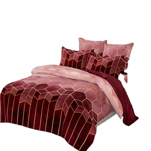 Gilt Line Bed Quilt Cover Bedding Set Geometric Rorney Quilt Cover Set With 2 Pillowcases