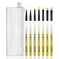 Nouvel ensemble professionnel de 7 pinceaux de précision anti-chute pour nail art, avec manche en acrylique jaune dégradé, pour la peinture florale 3D et le traçage